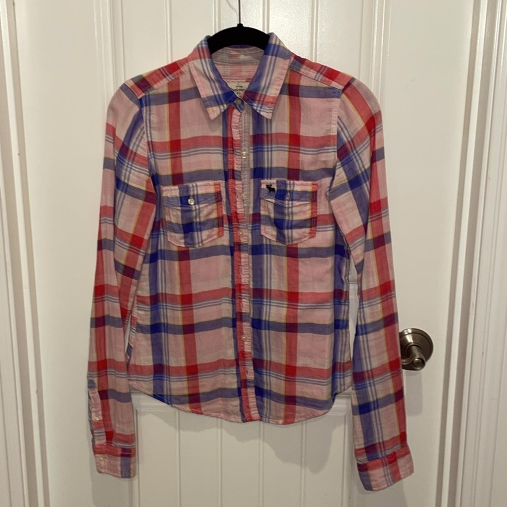 Pink and Blue Plaid Shirt
